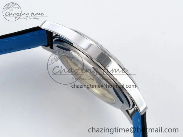 Reliable Calatrava 6007G SS PPF 1:1 Best Edition Black Blue Dial on Black Leather Strap 330CS 8741