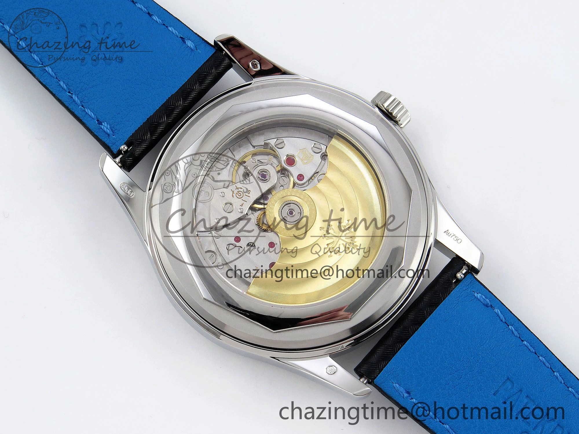 Reliable Calatrava 6007G SS PPF 1:1 Best Edition Black Blue Dial on Black Leather Strap 330CS 8741