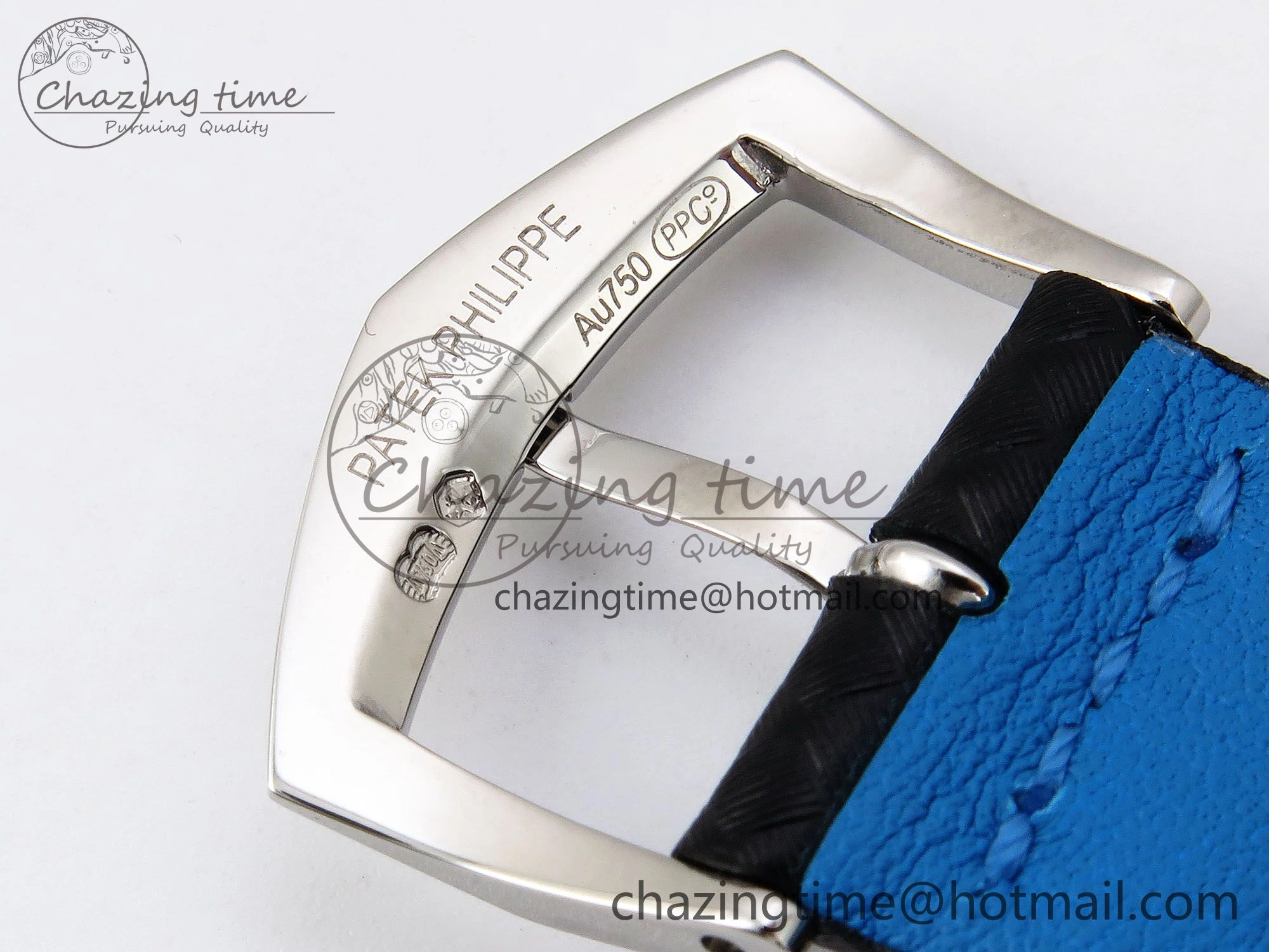 Reliable Calatrava 6007G SS PPF 1:1 Best Edition Black Blue Dial on Black Leather Strap 330CS 8741