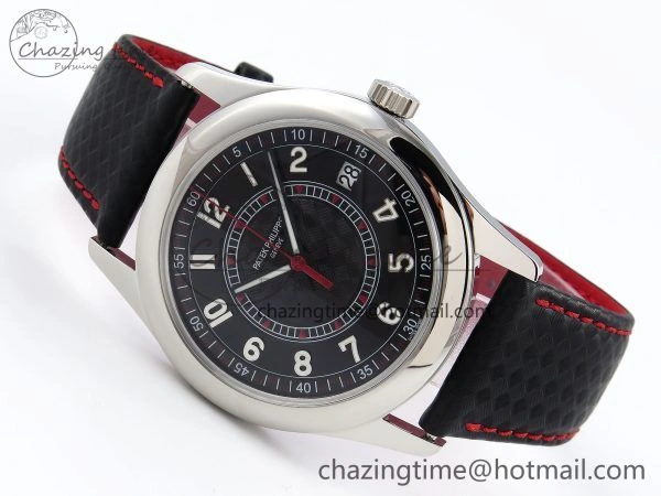 Calatrava 6007G SS PPF 1:1 Best Edition Black Red Dial on Black Leather Strap 330CS Modern 8740