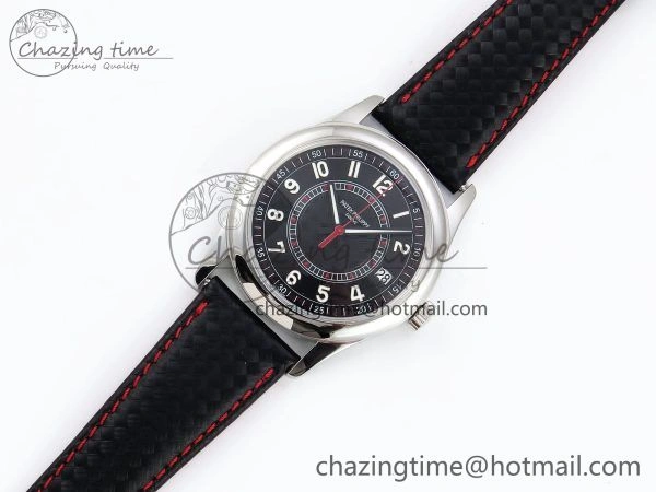 Calatrava 6007G SS PPF 1:1 Best Edition Black Red Dial on Black Leather Strap 330CS Modern 8740