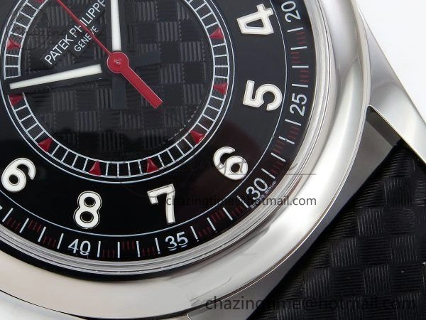 Calatrava 6007G SS PPF 1:1 Best Edition Black Red Dial on Black Leather Strap 330CS Modern 8740