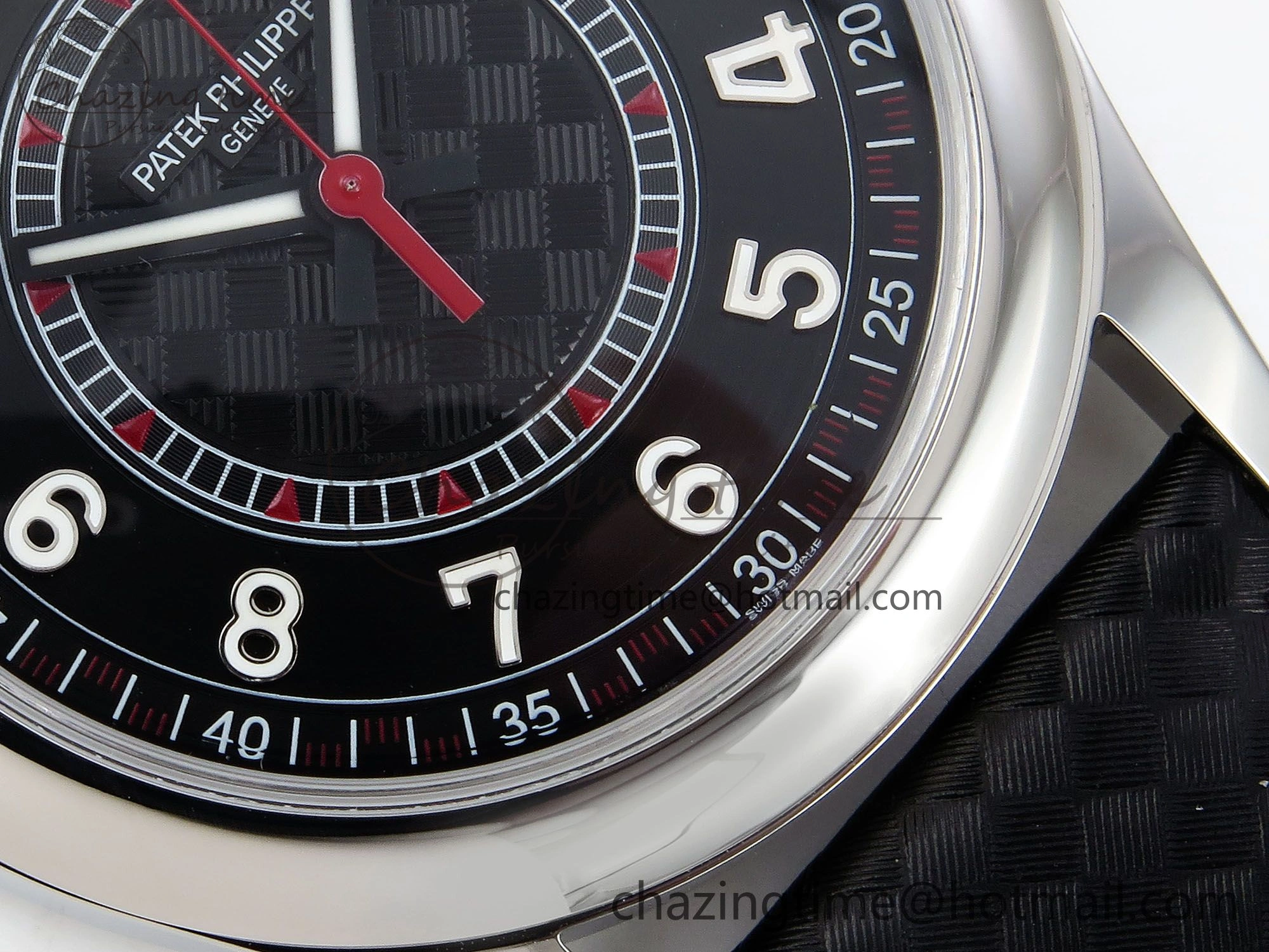 Calatrava 6007G SS PPF 1:1 Best Edition Black Red Dial on Black Leather Strap 330CS Modern 8740