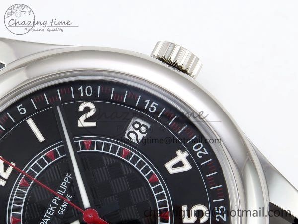 Calatrava 6007G SS PPF 1:1 Best Edition Black Red Dial on Black Leather Strap 330CS Modern 8740
