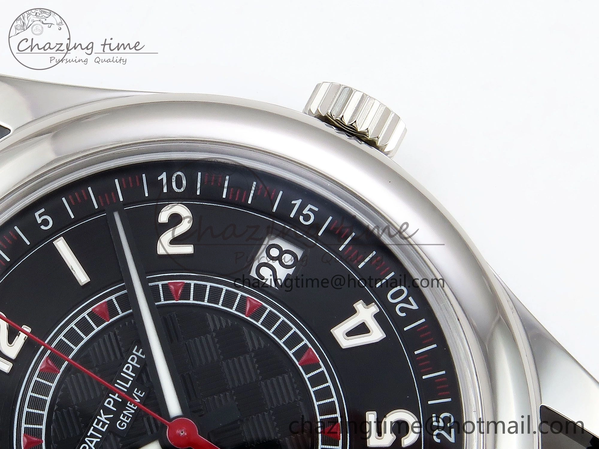 Calatrava 6007G SS PPF 1:1 Best Edition Black Red Dial on Black Leather Strap 330CS Modern 8740