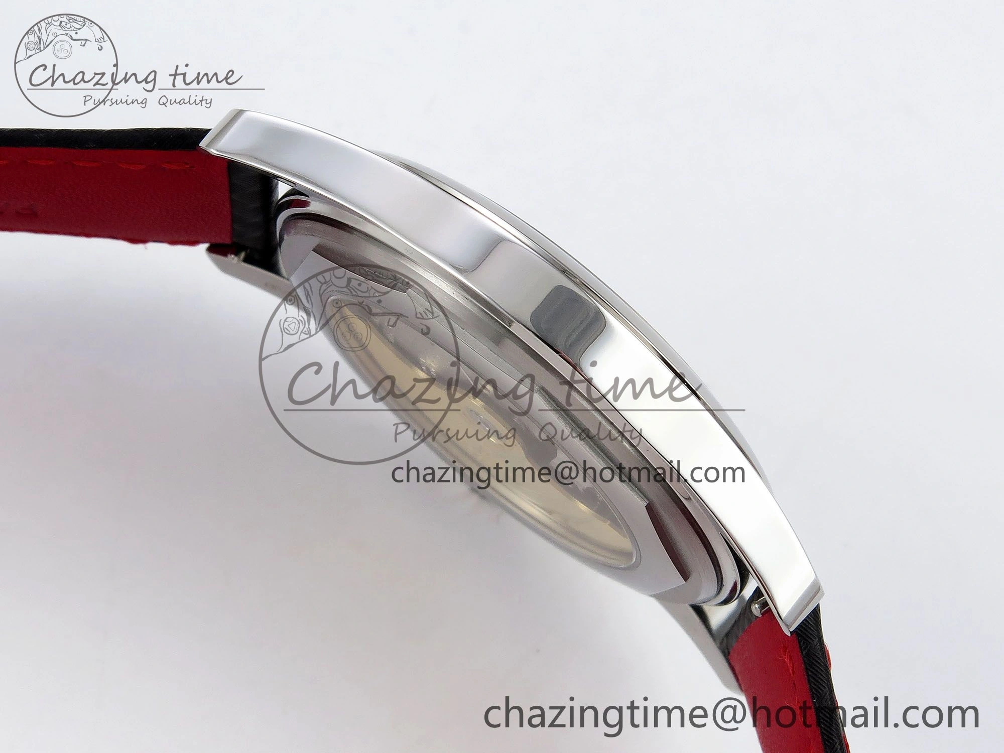 Calatrava 6007G SS PPF 1:1 Best Edition Black Red Dial on Black Leather Strap 330CS Modern 8740
