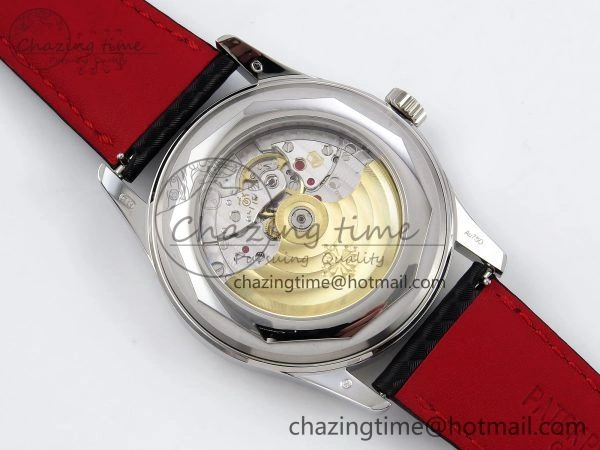 Calatrava 6007G SS PPF 1:1 Best Edition Black Red Dial on Black Leather Strap 330CS Modern 8740