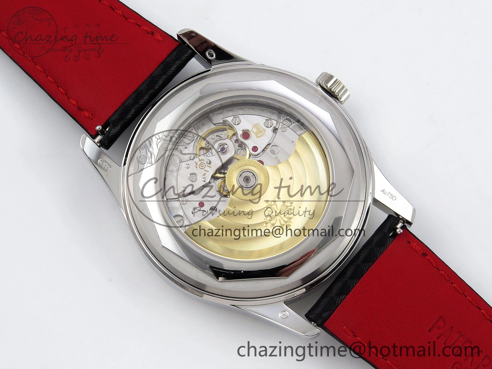 Calatrava 6007G SS PPF 1:1 Best Edition Black Red Dial on Black Leather Strap 330CS Modern 8740