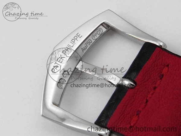 Calatrava 6007G SS PPF 1:1 Best Edition Black Red Dial on Black Leather Strap 330CS Modern 8740
