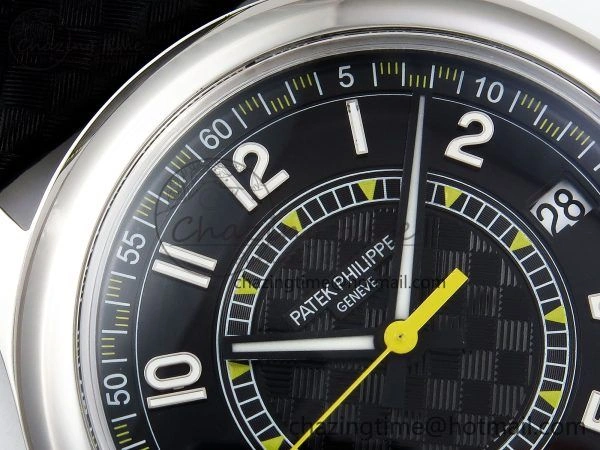 Calatrava 6007G SS PPF 1:1 Best Edition Black Yellow Dial on Black Leather Strap 330CS Fashionable 8738