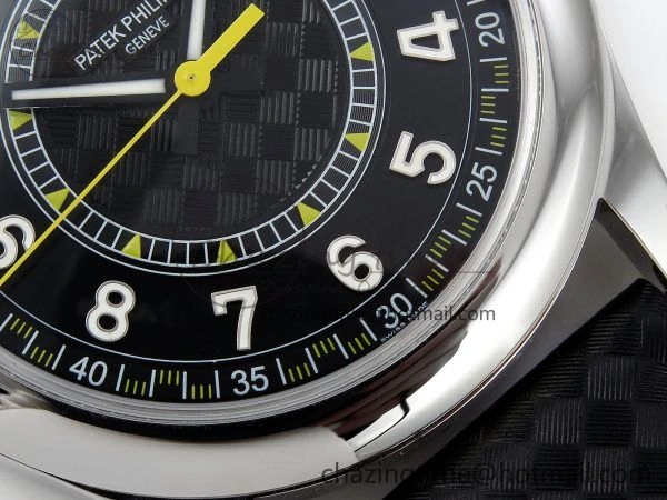 Calatrava 6007G SS PPF 1:1 Best Edition Black Yellow Dial on Black Leather Strap 330CS Fashionable 8738