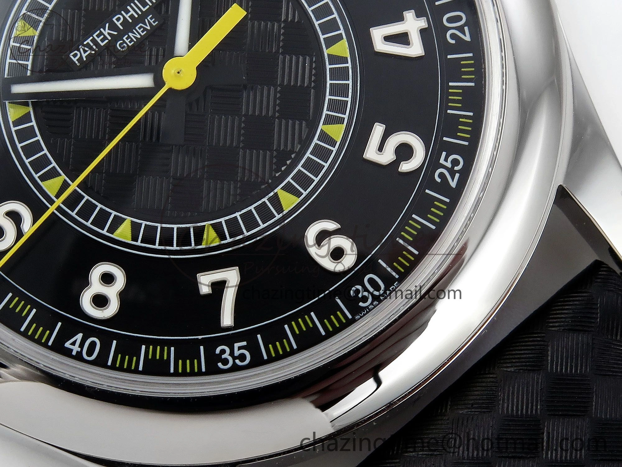 Calatrava 6007G SS PPF 1:1 Best Edition Black Yellow Dial on Black Leather Strap 330CS Fashionable 8738