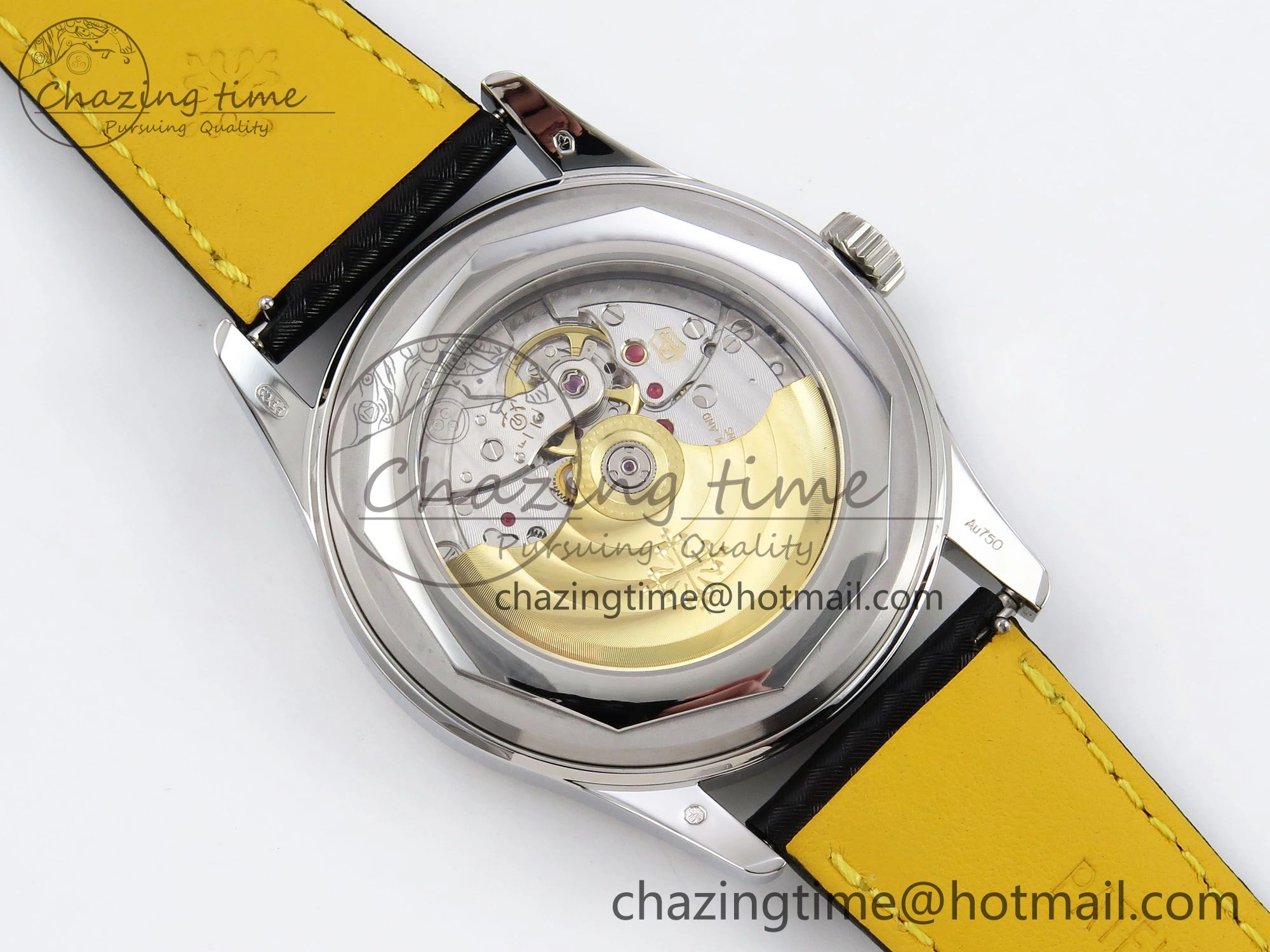 Calatrava 6007G SS PPF 1:1 Best Edition Black Yellow Dial on Black Leather Strap 330CS Fashionable 8738