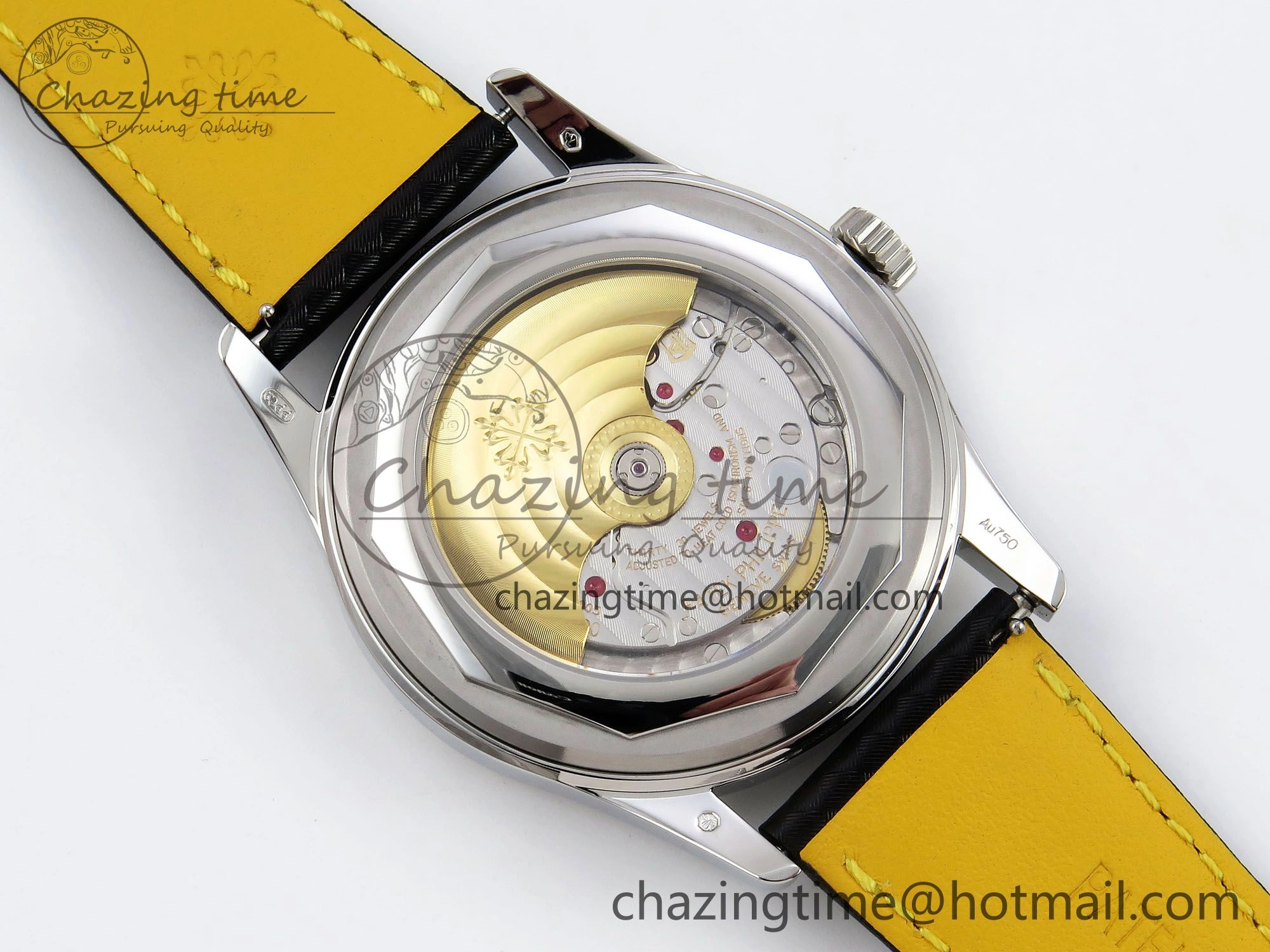 Calatrava 6007G SS PPF 1:1 Best Edition Black Yellow Dial on Black Leather Strap 330CS Fashionable 8738