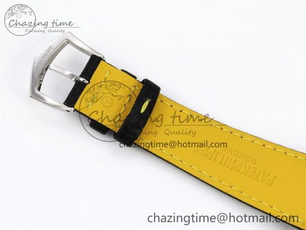 Calatrava 6007G SS PPF 1:1 Best Edition Black Yellow Dial on Black Leather Strap 330CS Fashionable 8738
