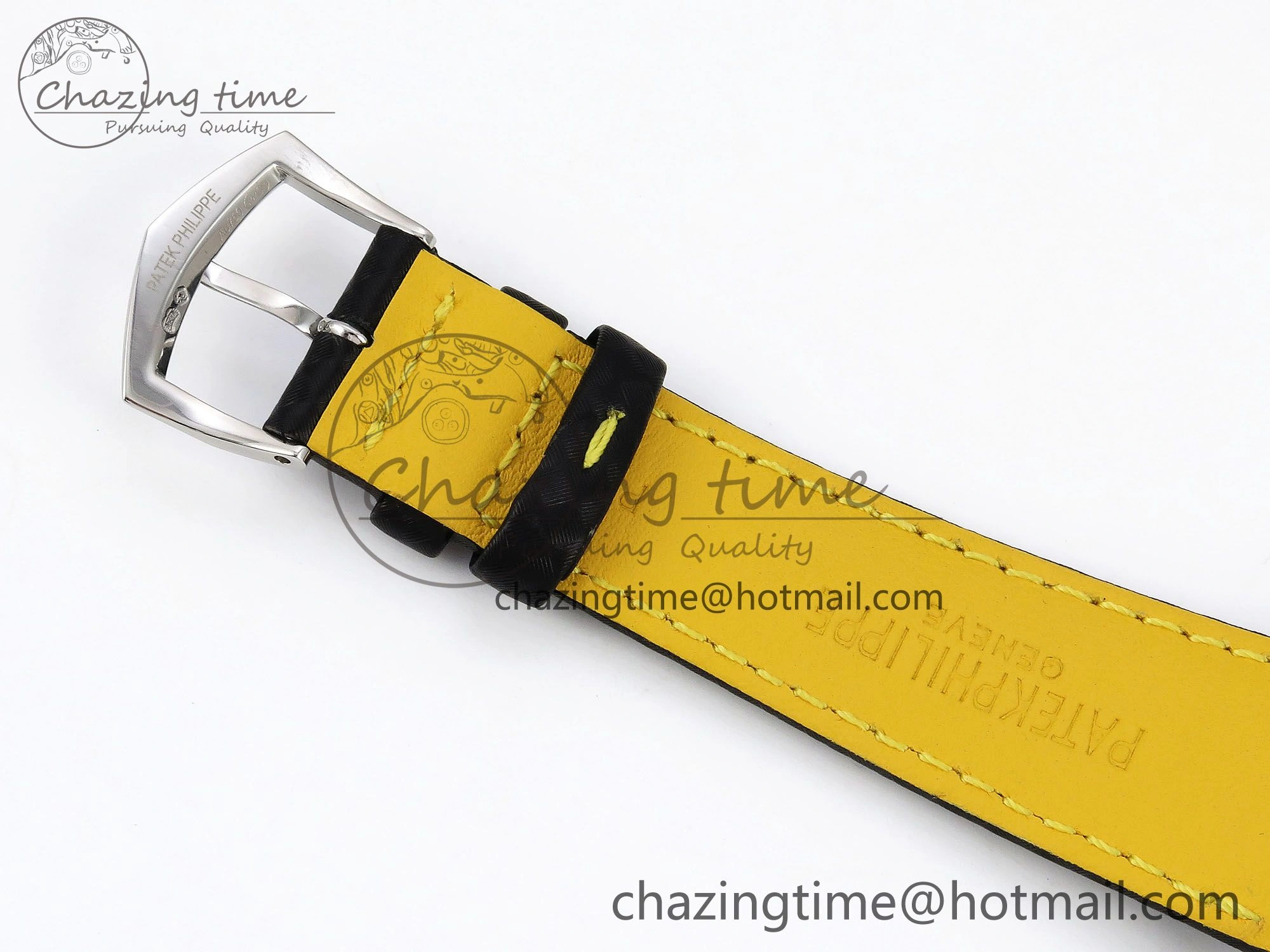 Calatrava 6007G SS PPF 1:1 Best Edition Black Yellow Dial on Black Leather Strap 330CS Fashionable 8738