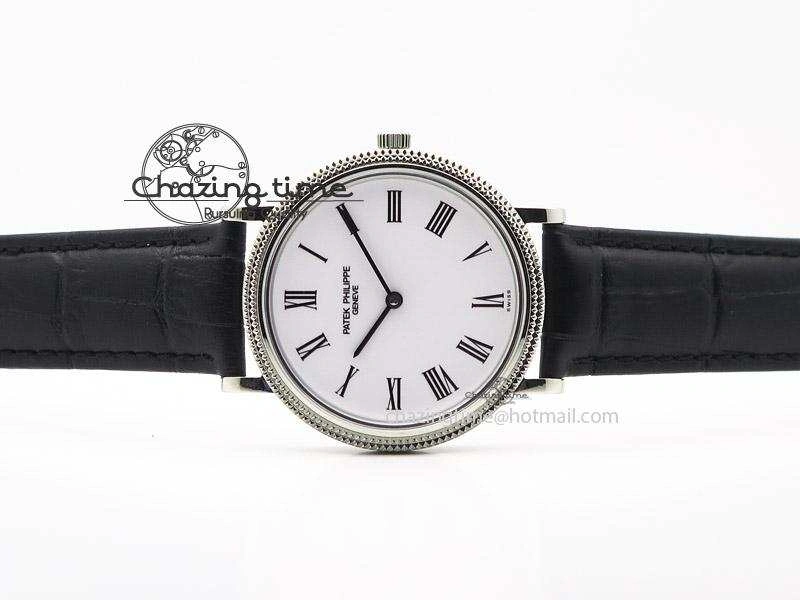 UrbanStyle Calatrava Automatic SS SF Best Edition White Dial on Black Leather Strap A240(Micro-Rotor) 9109
