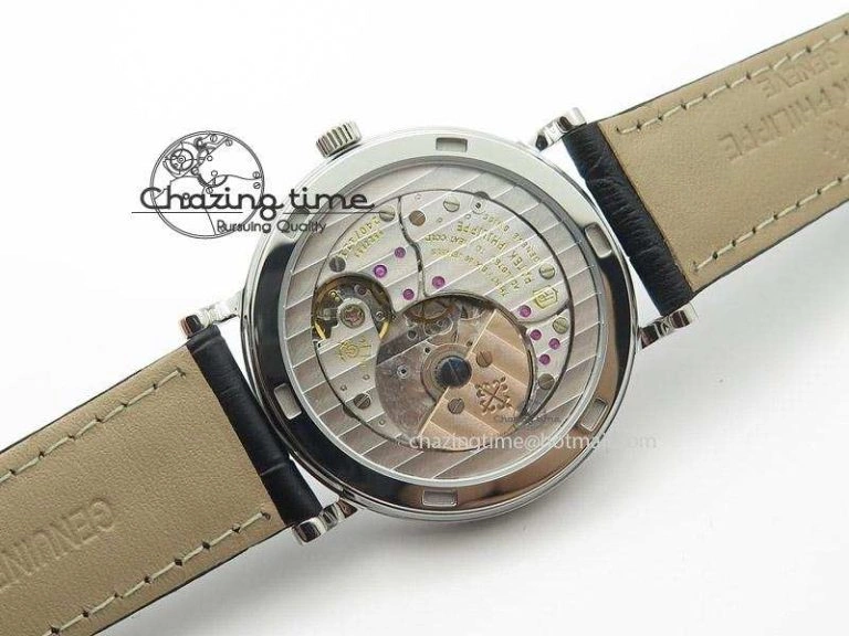 UrbanStyle Calatrava Automatic SS SF Best Edition White Dial on Black Leather Strap A240(Micro-Rotor) 9109