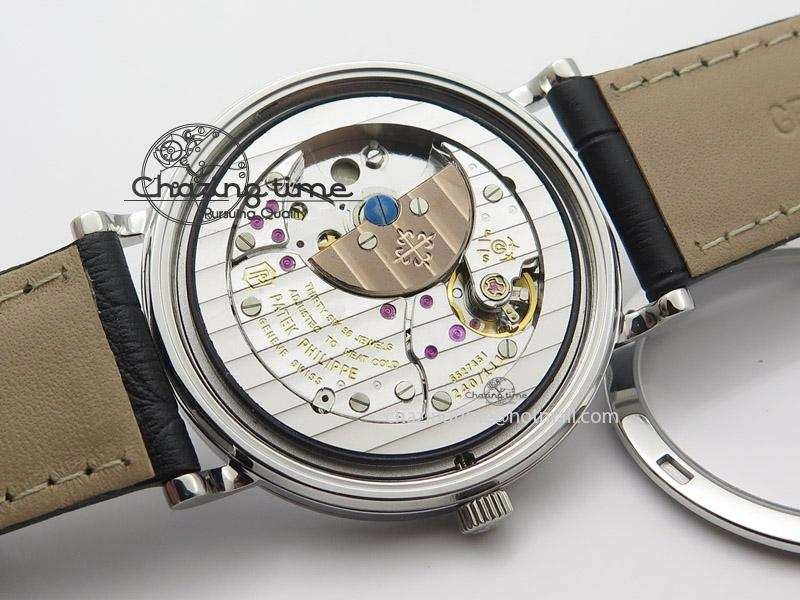 UrbanStyle Calatrava Automatic SS SF Best Edition White Dial on Black Leather Strap A240(Micro-Rotor) 9109
