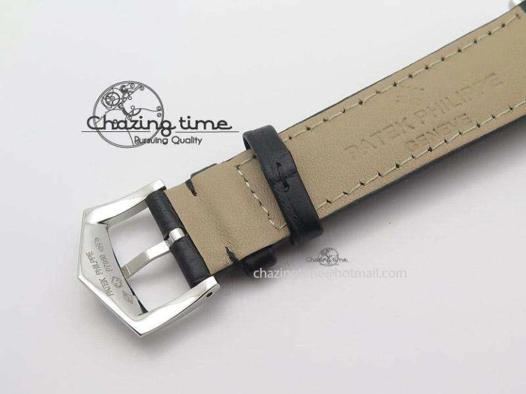 UrbanStyle Calatrava Automatic SS SF Best Edition White Dial on Black Leather Strap A240(Micro-Rotor) 9109