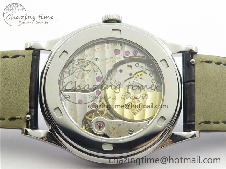 Calatrava Azulejos SS 5089G-61 FL Enamel Dial on Black Leather Strap WrinkleFree 8964