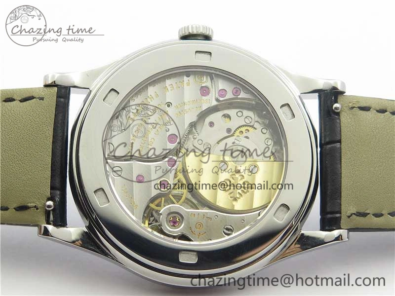 Calatrava Azulejos SS 5089G-61 FL Enamel Dial on Black Leather Strap WrinkleFree 8964