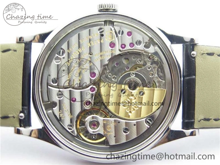 Calatrava Azulejos SS 5089G-62 FL Enamel Dial on Black Leather Strap OdorResistant 8961