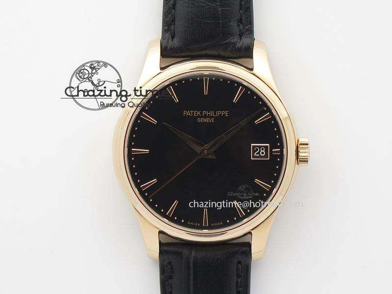 Calatrava Officer RG Bp Maker Best Edition Black Dial On Black Leather Strap MIYOTA SmartChoice 9092