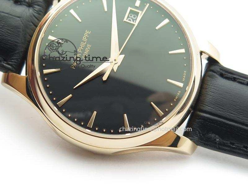 Calatrava Officer RG Bp Maker Best Edition Black Dial On Black Leather Strap MIYOTA SmartChoice 9092