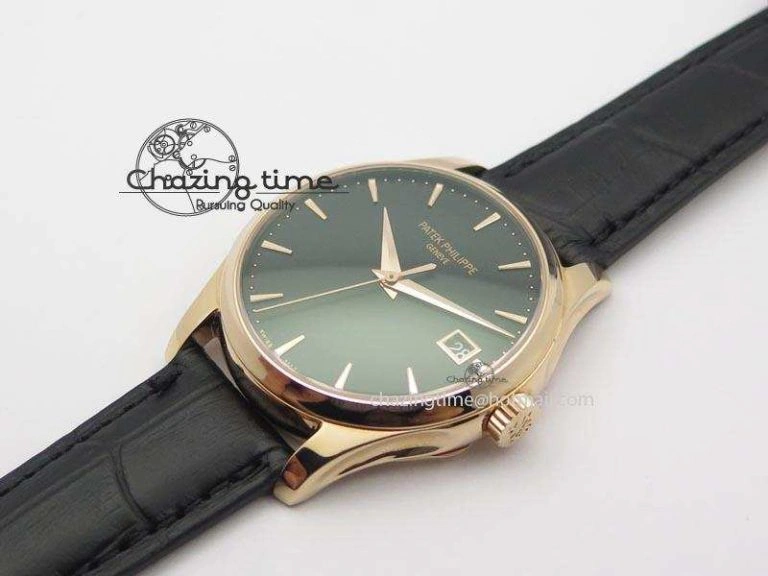 Calatrava Officer RG Bp Maker Best Edition Black Dial On Black Leather Strap MIYOTA SmartChoice 9092