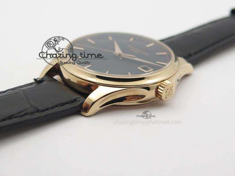 Calatrava Officer RG Bp Maker Best Edition Black Dial On Black Leather Strap MIYOTA SmartChoice 9092