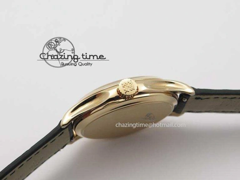 Calatrava Officer RG Bp Maker Best Edition Black Dial On Black Leather Strap MIYOTA SmartChoice 9092