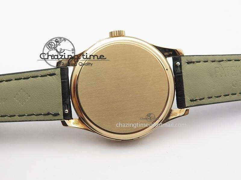 Calatrava Officer RG Bp Maker Best Edition Black Dial On Black Leather Strap MIYOTA SmartChoice 9092