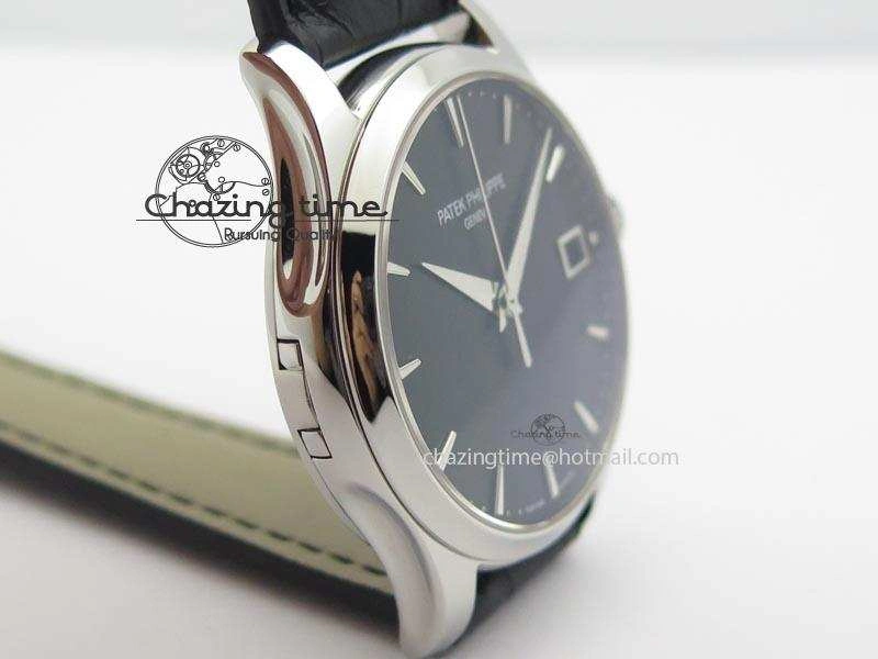 Calatrava Officer SS Bp Maker Best Edition Black Dial On Black Leather Strap MIYOTA TopPick 9089