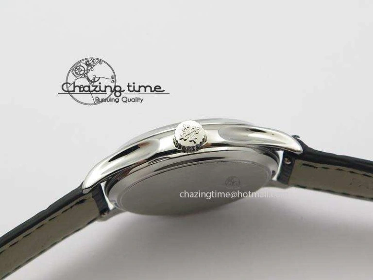Calatrava Officer SS Bp Maker Best Edition Black Dial On Black Leather Strap MIYOTA TopPick 9089