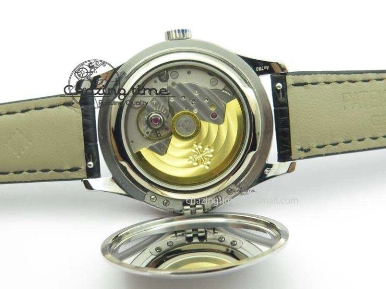 Calatrava Officer SS Bp Maker Best Edition Black Dial On Black Leather Strap MIYOTA TopPick 9089