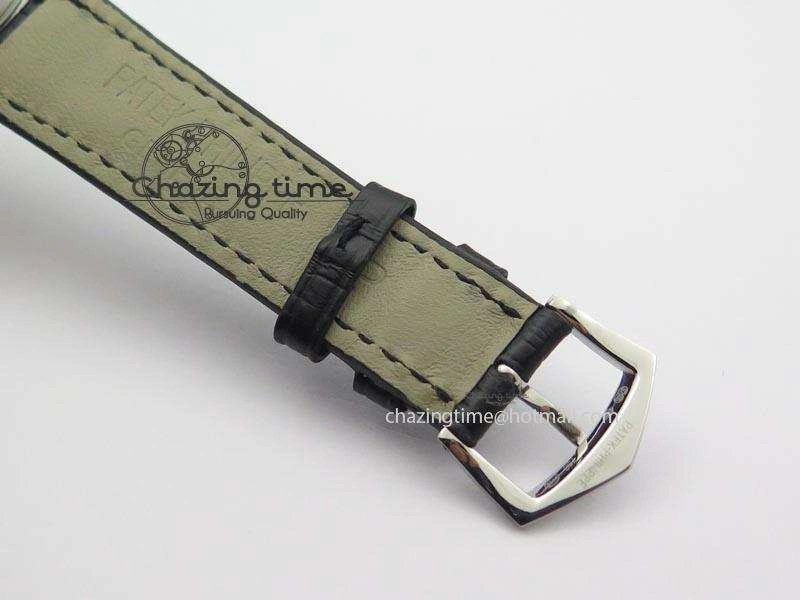 Calatrava Officer SS Bp Maker Best Edition Black Dial On Black Leather Strap MIYOTA TopPick 9089