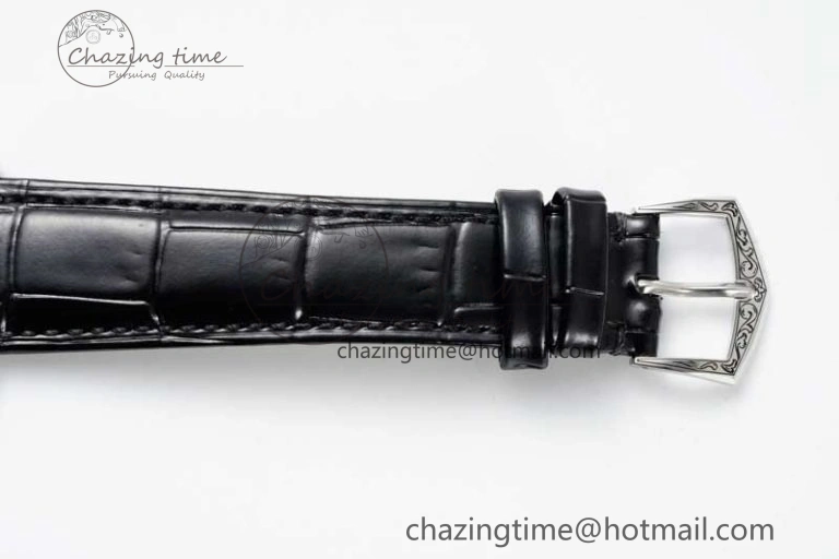 Calatrava SS FLF Best Edition Black Silver Dial Style 1 on Black Leather Strap A240 (Micro Rotor) WaterResistant 8830