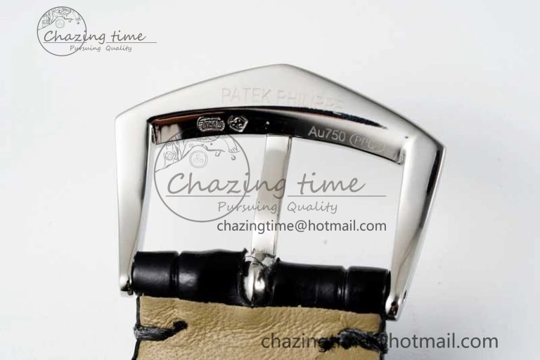 Calatrava SS FLF Best Edition Black Silver Dial Style 1 on Black Leather Strap A240 (Micro Rotor) WaterResistant 8830