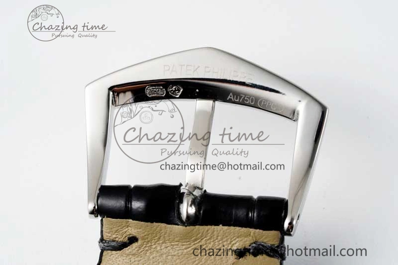 Calatrava SS FLF Best Edition Black Silver Dial Style 1 on Black Leather Strap A240 (Micro Rotor) WaterResistant 8830