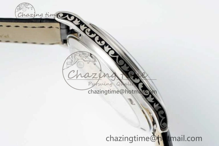 Calatrava SS FLF Best Edition Black Silver Dial Style 2 on Black Leather Strap A240 (Micro Rotor) Fashionable 8829