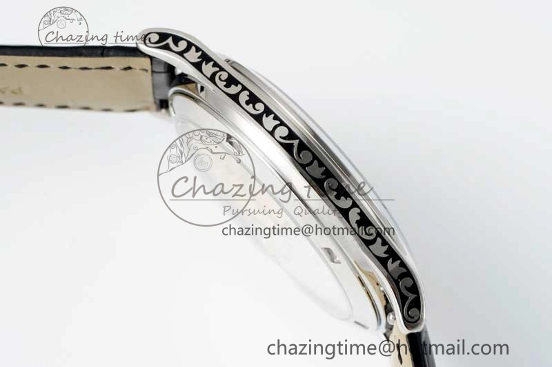 Calatrava SS FLF Best Edition Black Silver Dial Style 2 on Black Leather Strap A240 (Micro Rotor) Fashionable 8829