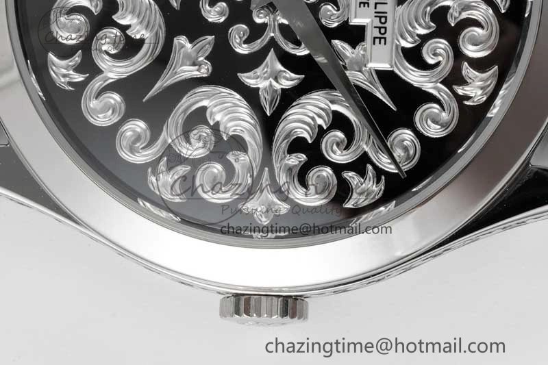 Calatrava SS FLF Best Edition Black Silver Dial Style 2 on Black Leather Strap A240 (Micro Rotor) Fashionable 8829