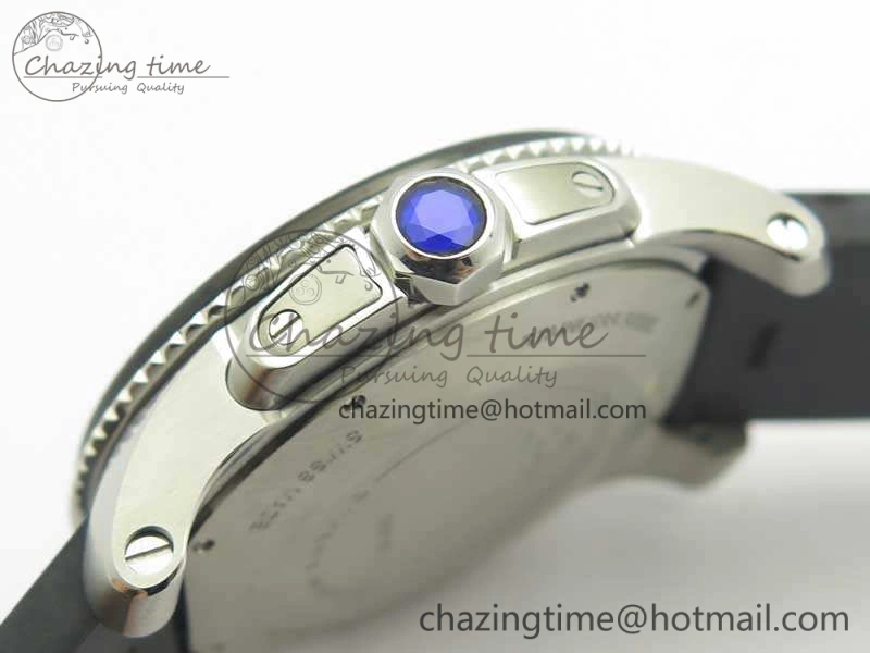 Calibre De Cartier Diver Black JF 1:1 Best Edition On Black Rubber Strap A23J AllSeason 6247