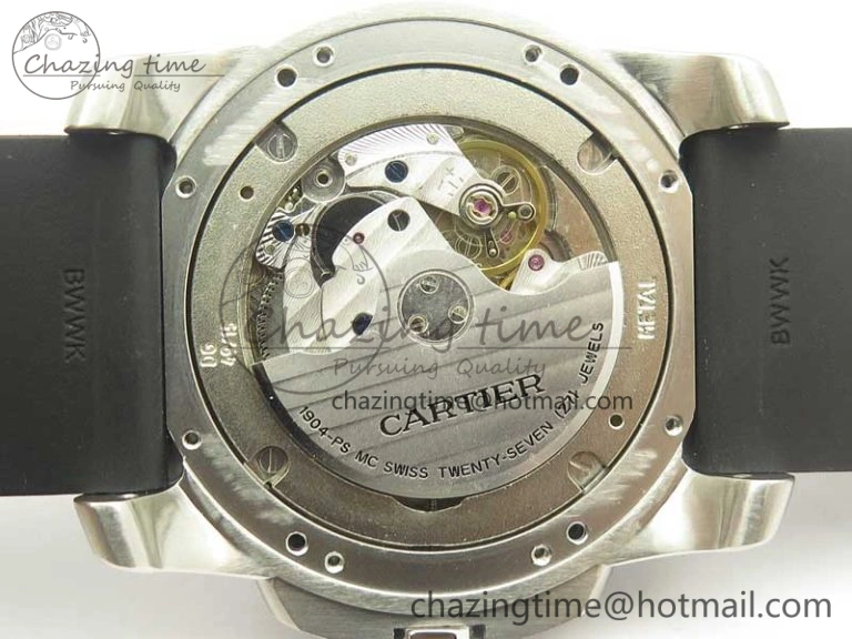 ZeroBulk Calibre De Cartier Diver Black JF 1:1 Best Edition White Dial On Black Rubber Strap A23J 6227