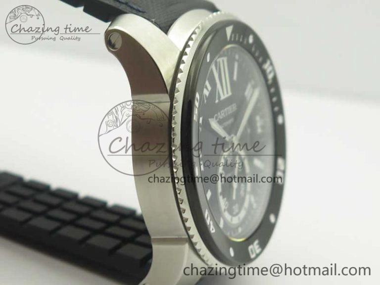 Compact Calibre De Cartier Diver Black JF 1:1 Best Edition on Black Nylon Strap A23J 6231