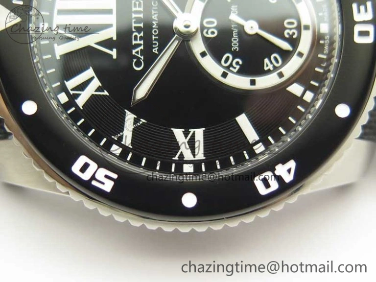 Compact Calibre De Cartier Diver Black JF 1:1 Best Edition on Black Nylon Strap A23J 6231
