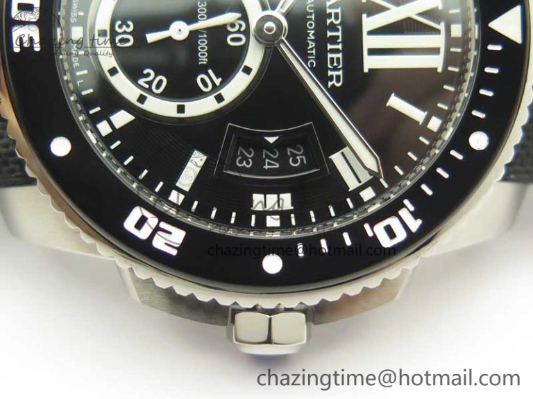Compact Calibre De Cartier Diver Black JF 1:1 Best Edition on Black Nylon Strap A23J 6231