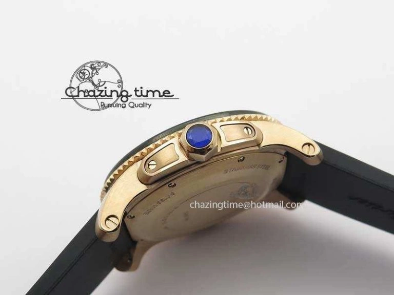 Calibre De Cartier Diver Black RG TF 1:1 Best Edition On Black Rubber Strap A23J Reliable 6319