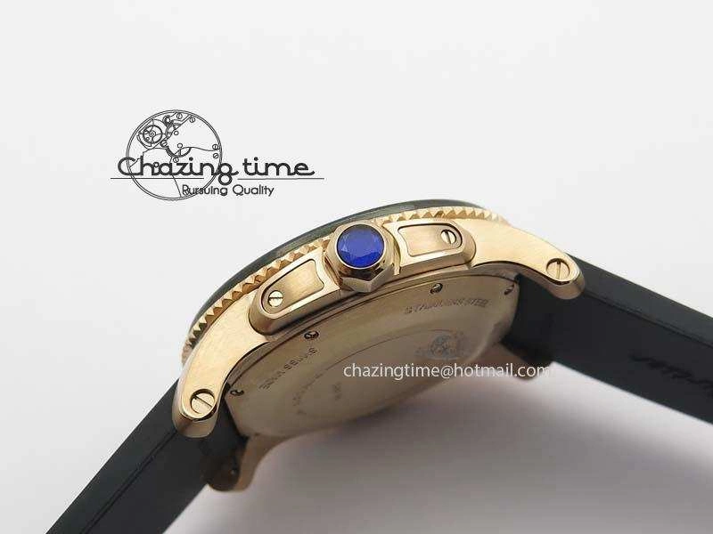 Calibre De Cartier Diver Black RG TF 1:1 Best Edition On Black Rubber Strap A23J Reliable 6319